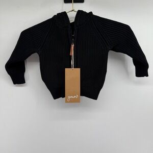 Goumi Kids Black Knit Full Zip Hooded‎ Sweater 6-12 Months